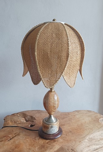 Lampe vintage onyx bois et - en,