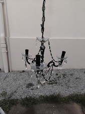 Ancien lustre a 3 feux à pampilles de style Louis XV / complet en état de marche