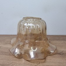 Abat-Jour Tulipe Globe en verre transparent ambré - petits volants nacrés