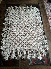 Ancienne couverture bébé laine tricoté main 60X85 Old wool knitted baby blanket 