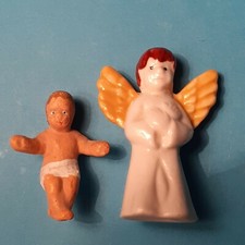 PETIT JESUS (terre cuite) &  ANGE GARDIEN Hr 4,6cm Porcelaine pour crèche