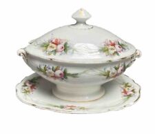 Saucière Ancienne Porcelaine à décor Floral dans les tons Pastel