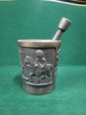 ANCIEN MORTIER AVEC SON PILON EN FONTE APOTHICAIRE N°4