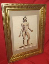 Aquarelle fauviste 1950 femme - aquarelle,