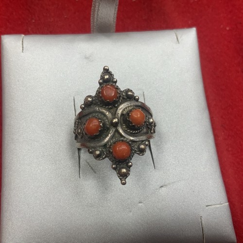 Bague argent corail - en,