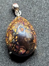 Pendentif ARGENT 925 Opale Boulder Matrix Australienne Yowah Queensland 