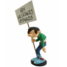 Figurine Gaston Lagaffe et sa pancarte Non aux cadences infernales - PLASTOY 309