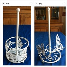 Panier à couverts/ustensiles et dérouleur de tout rouleau papier, en métal peint