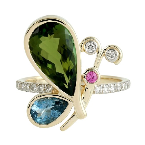 Bague papillon jaune 14 - en,