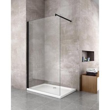 Paroi de douche à l'italienne de 8 MM avec cadre et bras Noir h.200 transparent