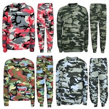 Ensemble De Détente Fille Camouflage Haut Bas Vêtements De Détente Âge 7-13 Ans