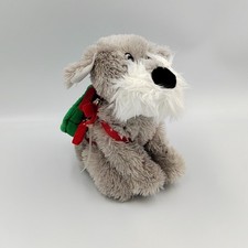 Doudou peluche chien gris avec