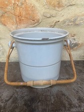 Ancien Seau En Email Déco Jardin Intérieur Pot Pour Plante Trou Au Fond Vintage