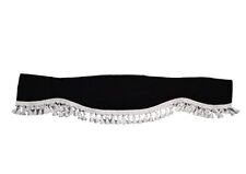 Rideau Avant Noir En Velours Plush Pour Camions Renault Avec Franges Blanches