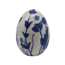 Œuf en porcelaine décor floral - Style Art Nouveau - Hauteur 12.00 cm