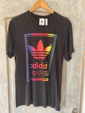 T-shirt Noir Logo Adidas Originals Trefoil Arc-en-Ciel Unisexe Taille M