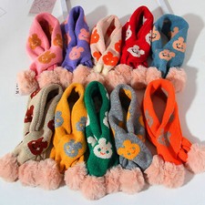 Écharpe Tricotée En Fourrure Pompon En Laine Pour Enfants Hiver