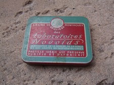 ancienne  boite de pharmacie  en métal " GRAINS DE REGLISSES MENTHOLES"