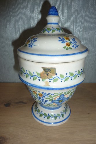 Ancien pot couvert faïence - à,