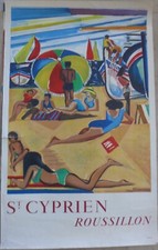 Rare et Belle Affiche lithographique. pour SAINT CYPRIEN ROUSSILLON par DESNOYER