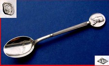Rare Style Ancien Cuillère Avec Dessin De Napoléon Paris Argent Um 1920-30 E678