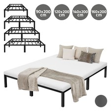 Lit métal cadre acier simple double chambre à coucher avec/sans matelas au choix