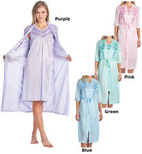Casual Nights Women's Satin 2 Piece Robe and Nightgown Set