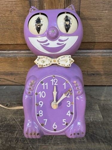 Vintage purple kit cat clock - purple,