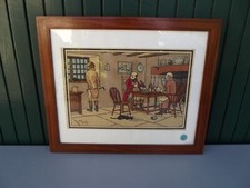 Harry Eliott ancienne gravure en couleur pochoir scéne d interieur l hiver ( 2 )