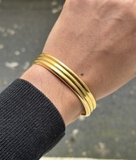 Bracelet Jonc en Or Jaune 18K / Monture godronnée / Réf MP2594