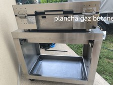 Plancha Gaz Inox Avec Desserte Inox Sur Roulettes Freinées