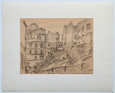 JEAN DORVILLE DESSIN "BELLEVILLE" 1952