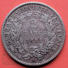 France - 2 Francs Cérès 1881 A - Argent - Avec légende - Pièce ancienne