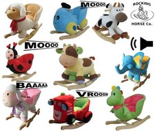 Neuf Peluche Rocking Chaise Animaux Vache Mouton Éléphant Tracteur Cheval À Sons