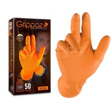 GANTS NITRILE JETABLES SANS SILICONE NI LATEX ORANGE TAILLE XL -50 GANTS GRIPPA