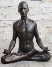 Bronze Sculpture, Main Fabriqué Statue Art Nouveau Homme Yoga Méditation Affaire