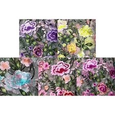 Tissu élégant pivoine brodé