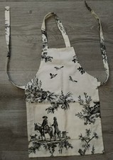 Tablier Enfant Toile de Jouy Noir/Blanc Fait Main | Taille 7 Ans