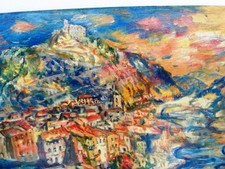 SOURDILLON Berthe (1895-1976) "Village de Provence" Grande huile expressionniste