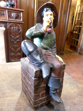 POT A TABAC en céramique barbotine BERNARD BLOCH   "marin fumant la pipe "