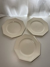 Ensemble de 3 assiettes à Dîner anciennes, Sarreguemines, Octogonal Perle.