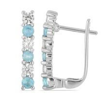 Noble 1,1 Carat Rare Apatite Bijoux pour Oreilles 925 Argent avec Zircone Objet