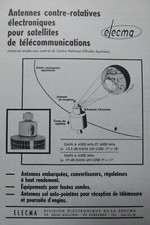 10/1967 PUB ELECMA SNECMA ELECTRONIQUE ANTENNE SATELLITE TELECOM CNES FRENCH AD