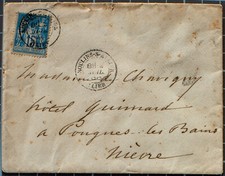 Enveloppe cachetée à la cire rouge, timbrée 15c type Sage 1892