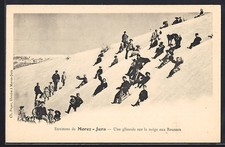 CPA Morez, Une glissade sur la neige aux Rousses 