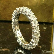 Bague d'anniversaire en or blanc 14 carats diamant 4,50 carats simulée taille...