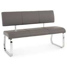 Banc design siège 3 places piètement chromé dossier revêtement synthétique gris