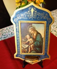 BELLE ICONE ANCIENNE AVEC BENITIER VIERGE AU LIVRE DE BOTICELLI IMAGE PIEUSE
