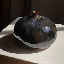 JØRGEN LAÏ KNUDSEN Vase Figue Tenmoku céramique Danoise Era Poulsen Kjærsgaard