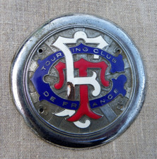 ANCIEN INSIGNE DE CALANDRE "TOURING CLUB DE FRANCE" ÉMAILLÉ - PLAQUE AUTOMOBILE